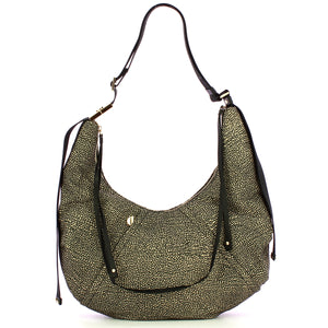 Borbonese - Hobo Bag Medium OP Naturale Nero - 933834AH1 - OP/NATURALE/NERO