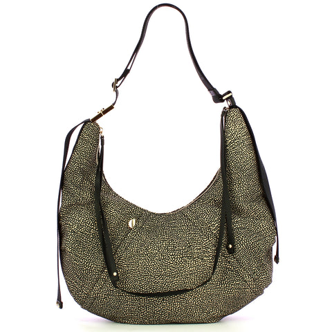 Borbonese - Hobo Bag Medium OP Naturale Nero - 933834AH1 - OP/NATURALE/NERO