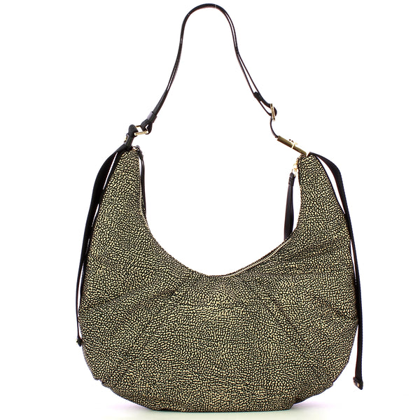Borbonese - Hobo Bag Medium OP Naturale Nero - 933834AH1 - OP/NATURALE/NERO