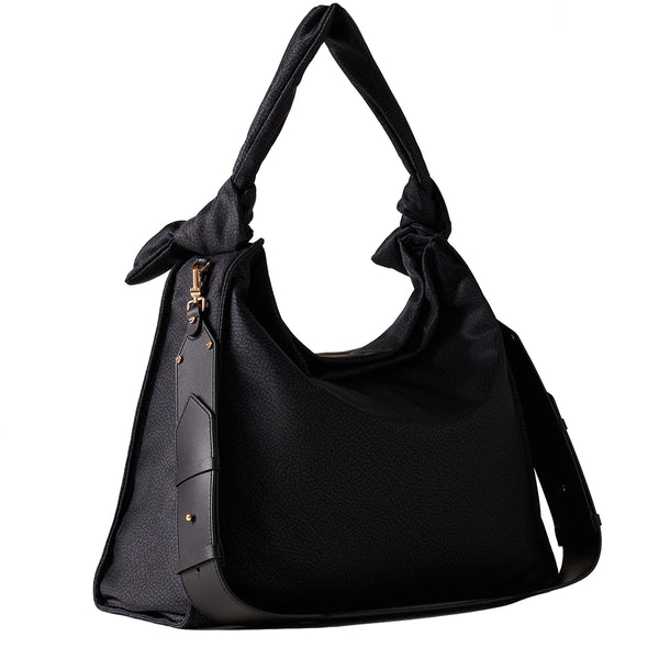 Borbonese - Lover Dark Black Large Hobo Bag - 933490I15 - DARK/BLACK