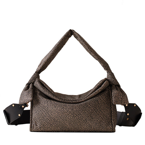 Borbonese - Lover OP Natural Black Small Hobo Bag - 933491I15 - OP/NATURALE/NERO