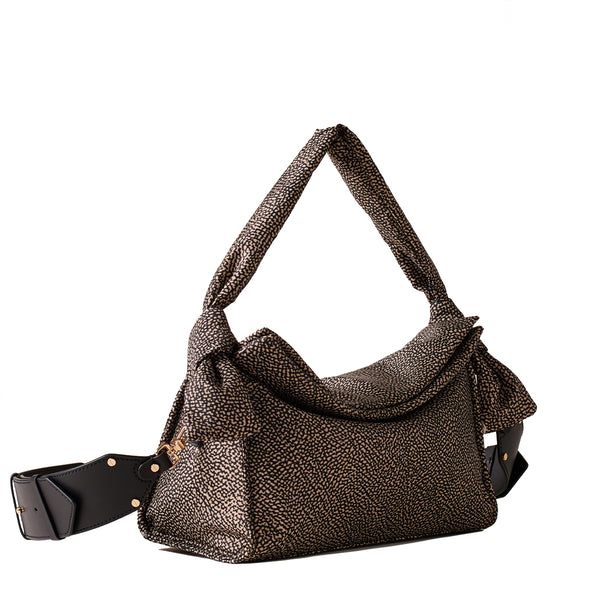 Borbonese - Sottospalla Hobo Lover Small OP Naturale Nero - 933491I15 - OP/NATURALE/NERO