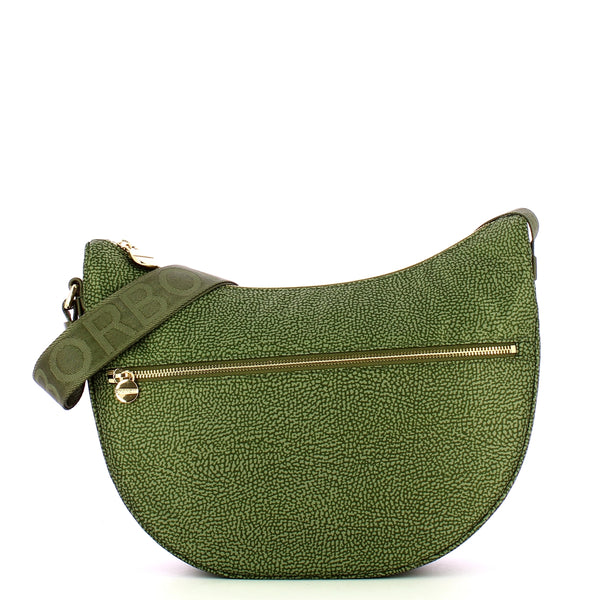 Borbonese - Luna Middle Military Green Recycled Nylon Bag with pocket - 934108I15 - VERDE/MILITARE
