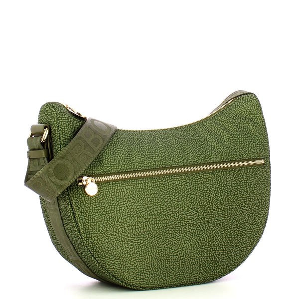 Borbonese - Luna Middle Military Green Recycled Nylon Bag with pocket - 934108I15 - VERDE/MILITARE