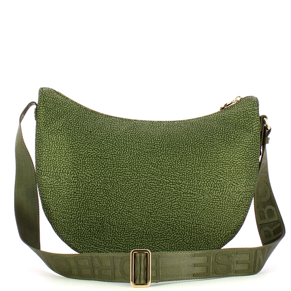 Borbonese - Luna Middle Military Green Recycled Nylon Bag with pocket - 934108I15 - VERDE/MILITARE