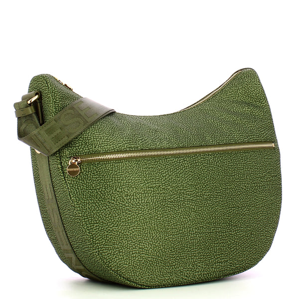 Borbonese - Luna Medium Military Green Recycled Nylon Bag with pocket - 934109I15 - VERDE/MILITARE