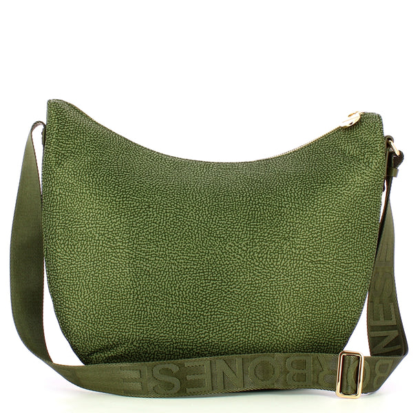 Borbonese - Luna Medium Military Green Recycled Nylon Bag with pocket - 934109I15 - VERDE/MILITARE