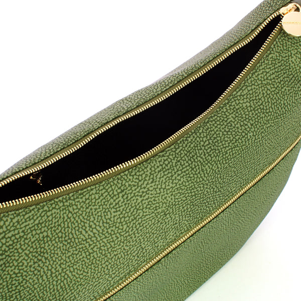 Borbonese - Luna Medium Military Green Recycled Nylon Bag with pocket - 934109I15 - VERDE/MILITARE