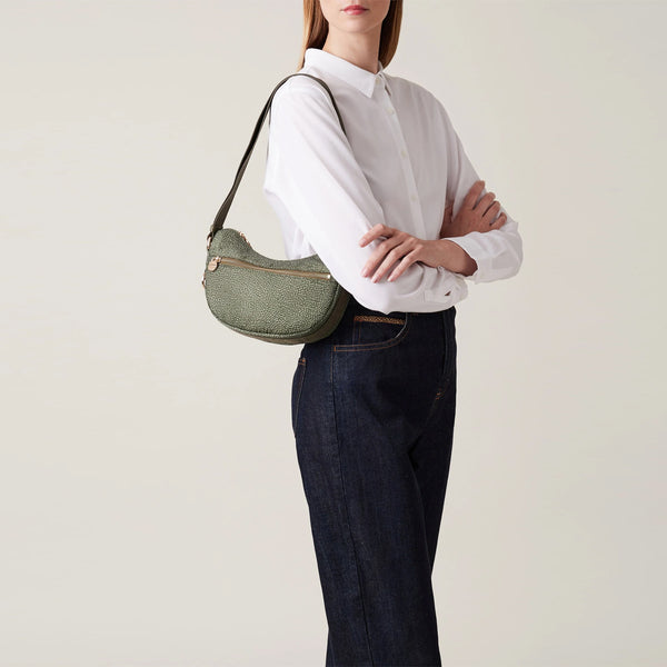 Borbonese - Mini Borsa Luna Bag con taschino Verde Militare - 934137I15 - VERDE/MILITARE