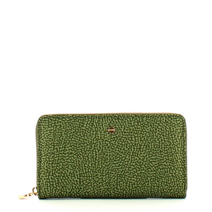 Borbonese - Zip Around Verde Militare recycled fabric Wallet with RFID - 930155I15 - VERDE/MILITARE