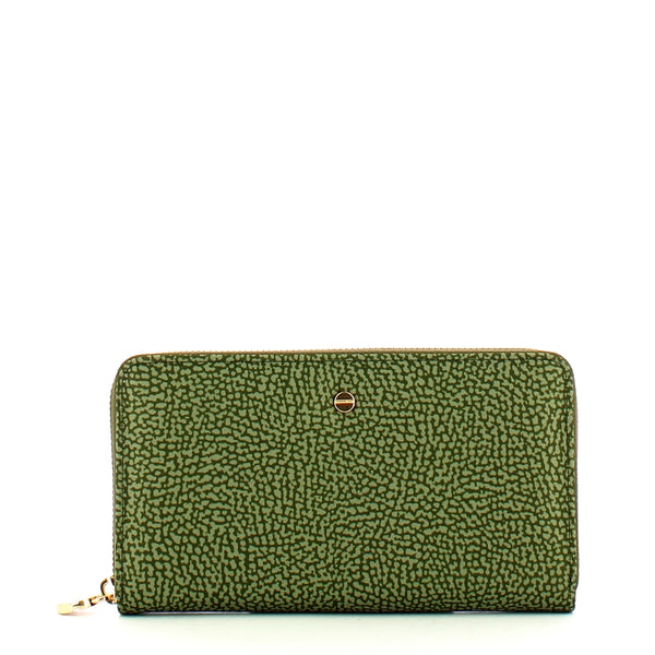 Borbonese - Zip Around Verde Militare recycled fabric Wallet with RFID - 930155I15 - VERDE/MILITARE