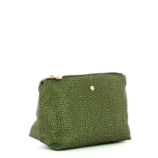 Borbonese - Medium Beauty Case made of Recycled Nylon in Military Green - 932029I15 - VERDE/MILITARE