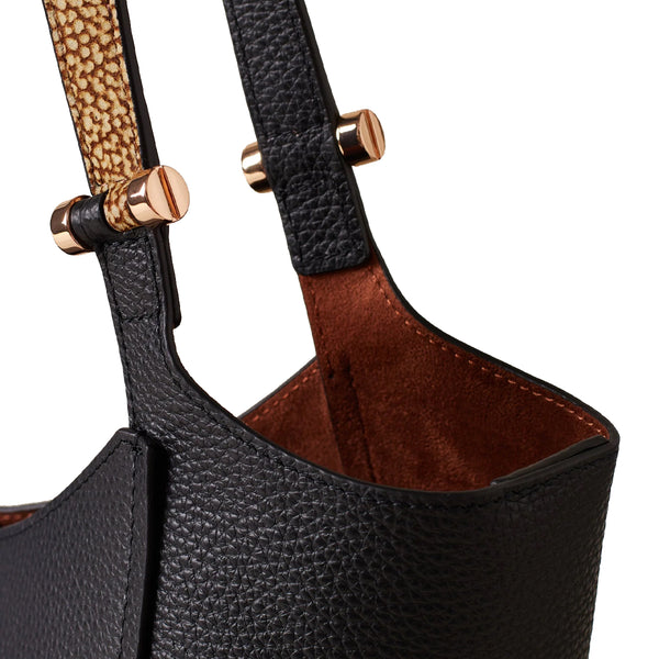 Borbonese - Shopper Bolt Medium Nero OP Naturale - 924388AR3 - NERO/OP/NATURALE