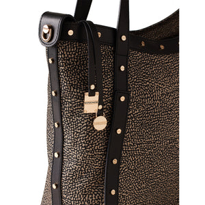 Borbonese - Shopper Large OP Naturale Nero - 933256I15 - OP/NATURALE/NERO