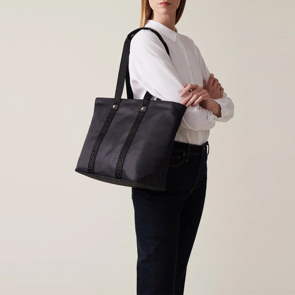 Borbonese - Shopper Eco Line Medium Dark Black 934133I15 | Italystation.com Shop Now at italystation.com