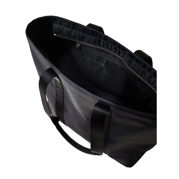 Borbonese - Shopper Eco Line Medium Dark Black 934133I15 | Italystation.com Shop Now at italystation.com