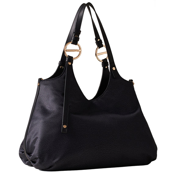 Borbonese - Dark Black Medium Shoulder Bag - 924182AH1 - DARK/BLACK