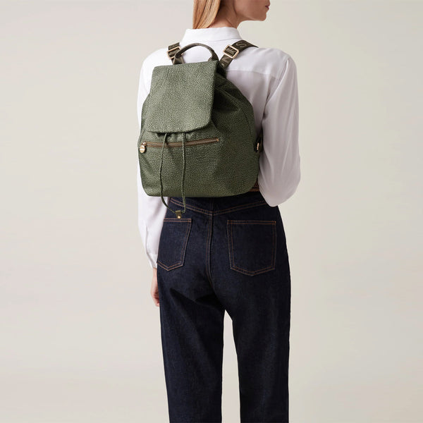 Borbonese - Medium Verde Militare Backpack in Recycled Nylon - 934486I15 - VERDE/MILITARE