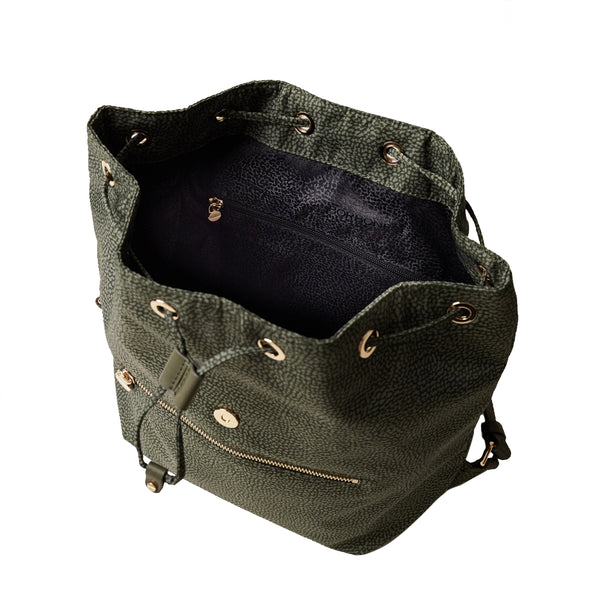 Borbonese - Medium Verde Militare Backpack in Recycled Nylon - 934486I15 - VERDE/MILITARE