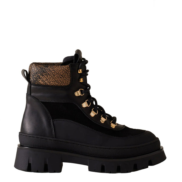 Borbonese - combat boot pedula nero op naturale 6da940cf8 | Italystation.com Shop Now at italystation.com