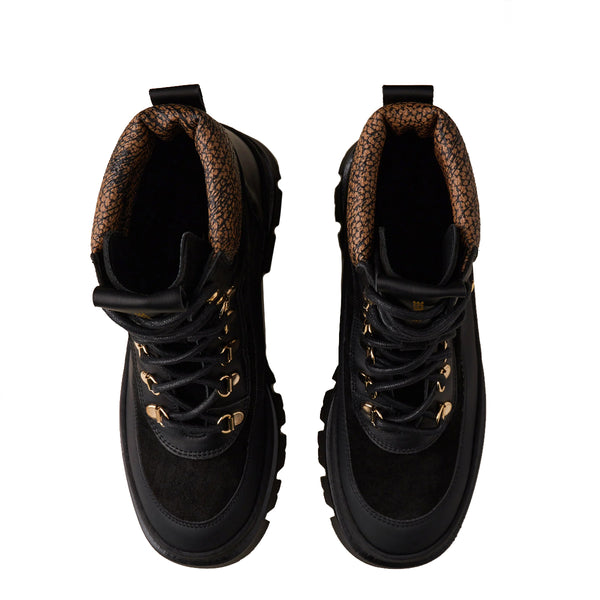 Borbonese - combat boot pedula nero op naturale 6da940cf8 | Italystation.com Shop Now at italystation.com