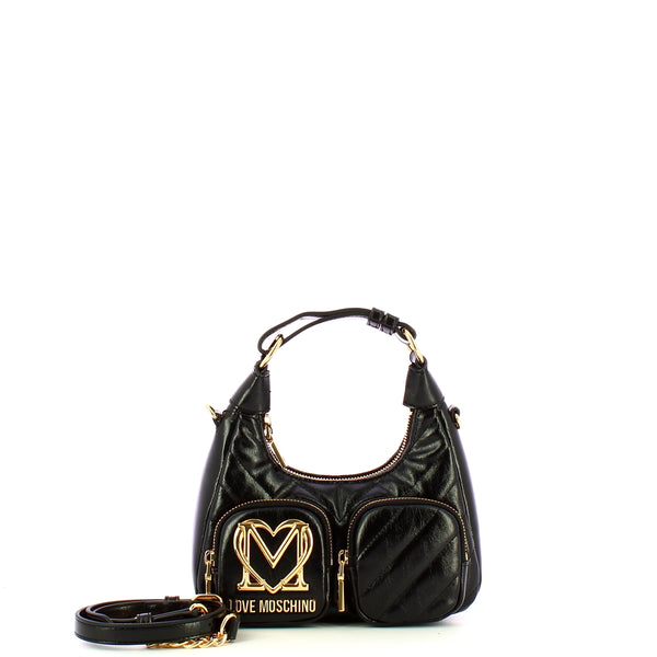 Love Moschino - Sottospalla Quilted Obliquo Nero JC432 | Italystation.com Shop Now at italystation.com