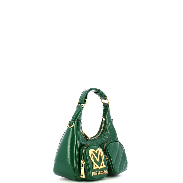 Love Moschino - Sottospalla Quilted Obliquo Verde JC43 | Italystation.com Shop Now at italystation.com