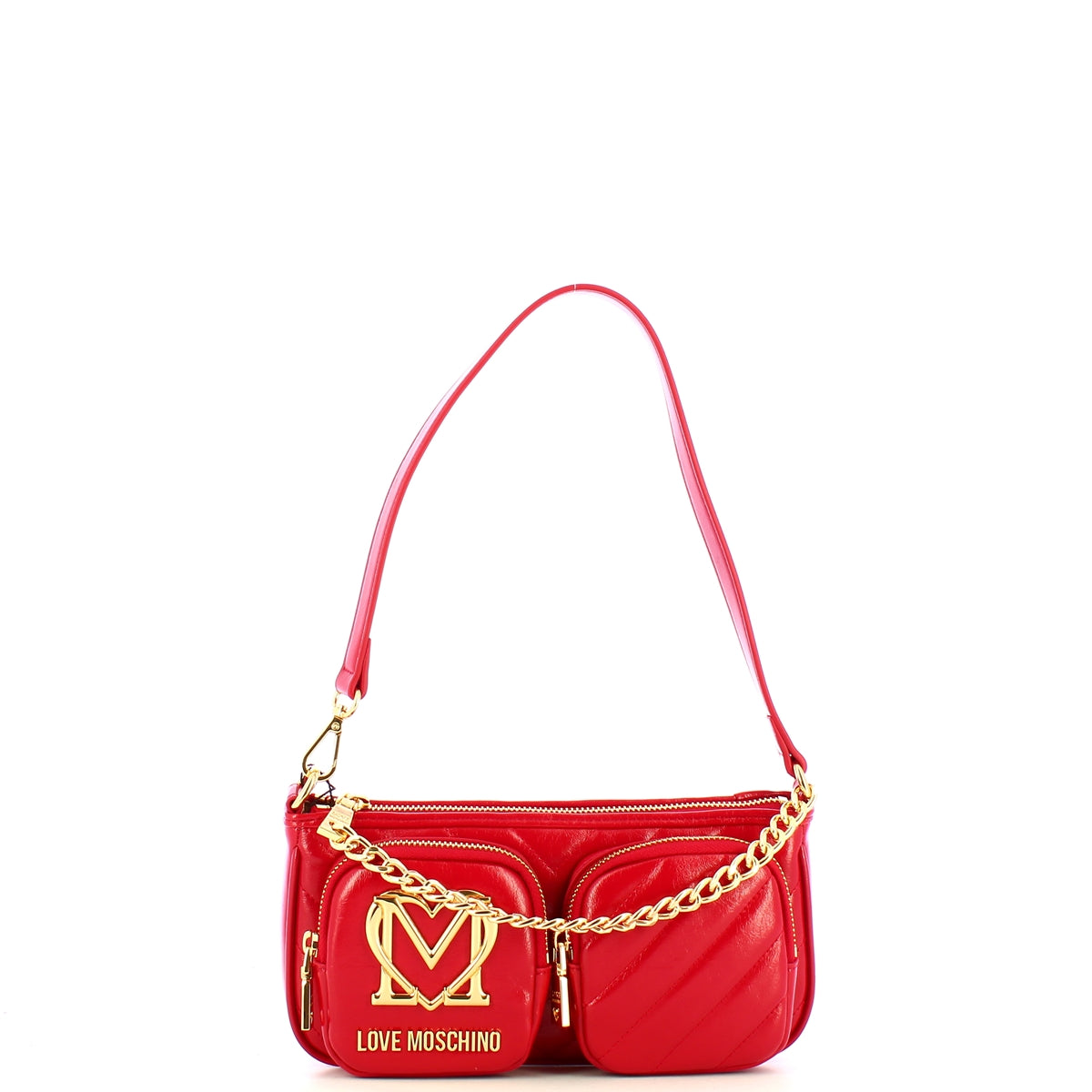 Love Moschino - Sottospalla Quilted Obliquo Rosso JC43 | Italystation.com Shop Now at italystation.com