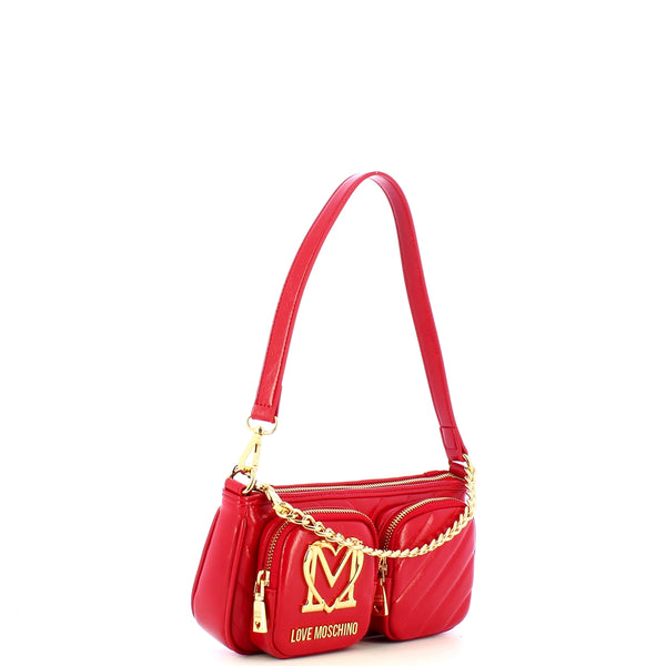 Love Moschino - Sottospalla Quilted Obliquo Rosso JC43 | Italystation.com Shop Now at italystation.com