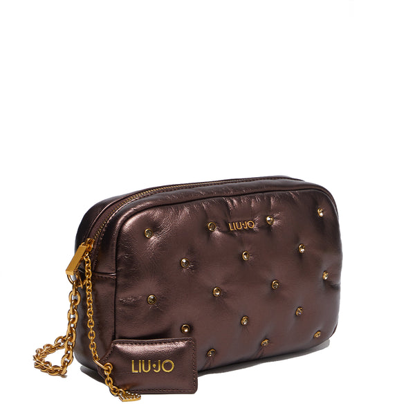 Liu Jo - Tracolla Glossy con strass Brown Stone Met. - AF4304E0 | Italystation.com - Shop Now at italystation.com