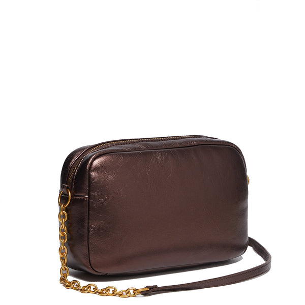 Liu Jo - Tracolla Glossy con strass Brown Stone Met. - AF4304E0 | Italystation.com - Shop Now at italystation.com