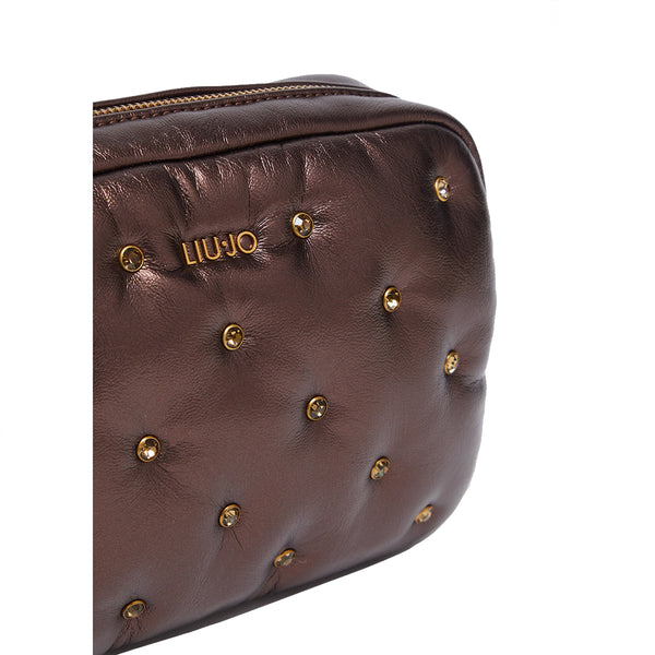 Liu Jo - Tracolla Glossy con strass Brown Stone Met. - AF4304E0 | Italystation.com - Shop Now at italystation.com