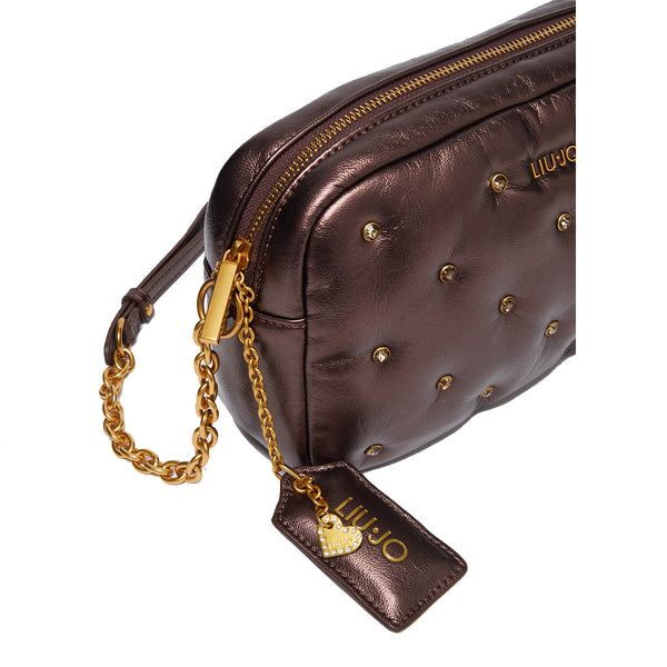 Liu Jo - Tracolla Glossy con strass Brown Stone Met. - AF4304E0 | Italystation.com - Shop Now at italystation.com