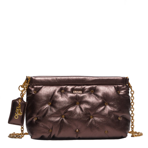 Liu Jo - Pochette Glossy con strass Brown Stone Met. - AF4314E0 | Italystation.com - Shop Now at italystation.com