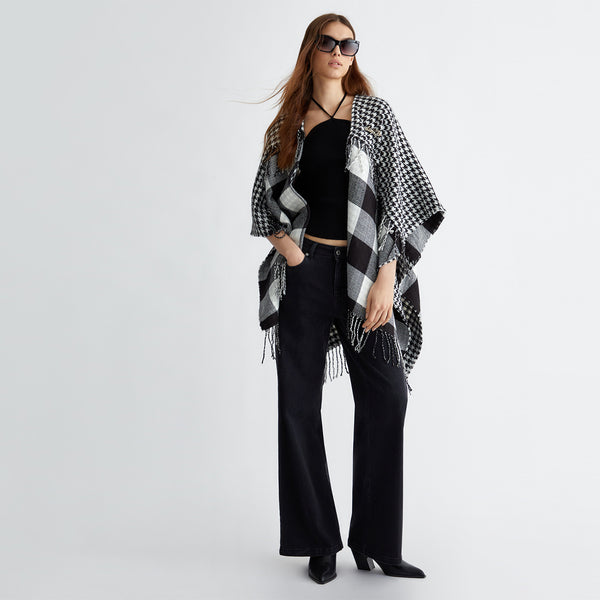 Liu Jo - Cloack Poncho Bianco Nero 2F4021T0300 BIANCO/NERO | Italystation.com Shop Now at italystation.com