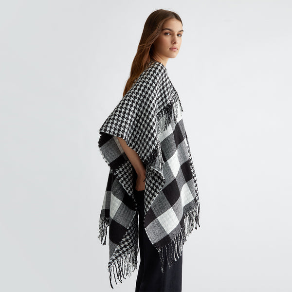 Liu Jo - Cloack Poncho Bianco Nero 2F4021T0300 BIANCO/NERO | Italystation.com Shop Now at italystation.com