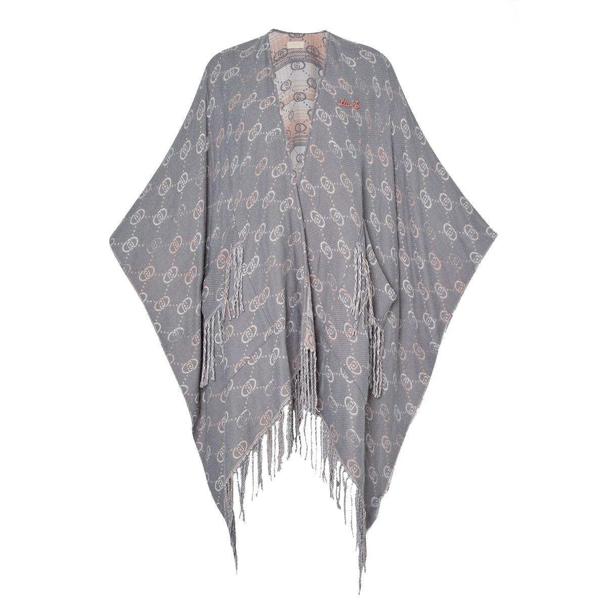 Liu Jo - Poncho con Logo Jacquard Grey Cloud 2F4014T0300 GR | Italystation.com Shop Now at italystation.com