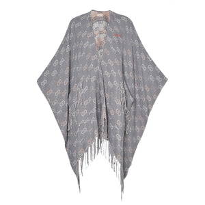 Liu Jo - Poncho con Logo Jacquard Grey Cloud 2F4014T0300 GR | Italystation.com Shop Now at italystation.com