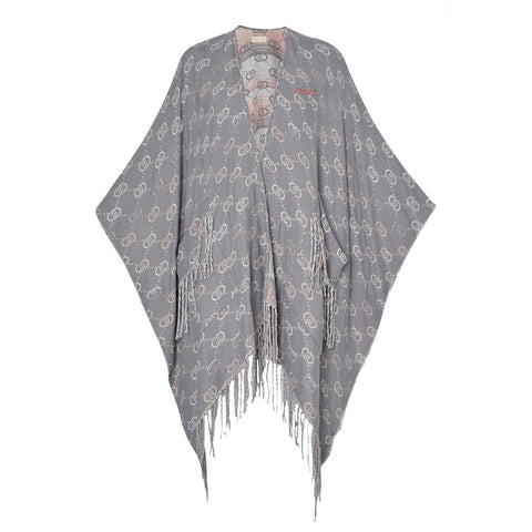 Liu Jo - Poncho con Logo Jacquard Grey Cloud 2F4014T0300 GR | Italystation.com Shop Now at italystation.com