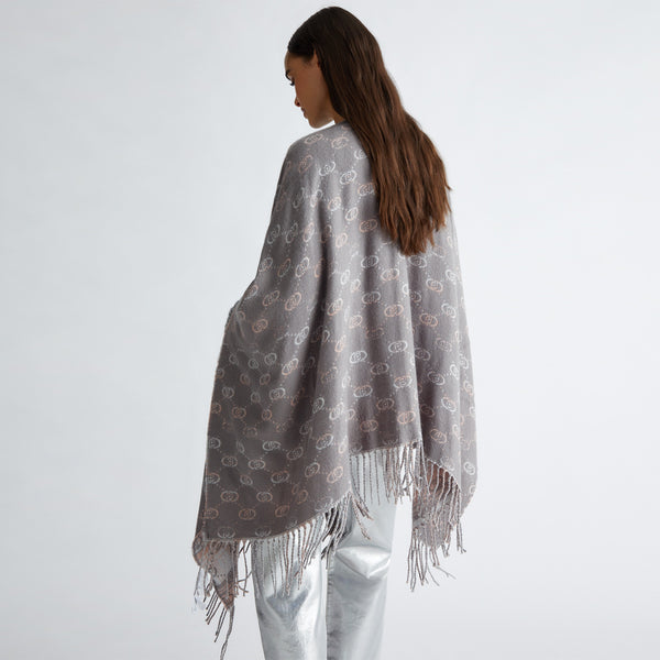 Liu Jo - Poncho con Logo Jacquard Grey Cloud 2F4014T0300 GR | Italystation.com Shop Now at italystation.com
