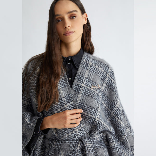 Liu Jo - Poncho Pied de Poule Grey Cloud 2F4024T0300 GREY/C | Italystation.com Shop Now at italystation.com