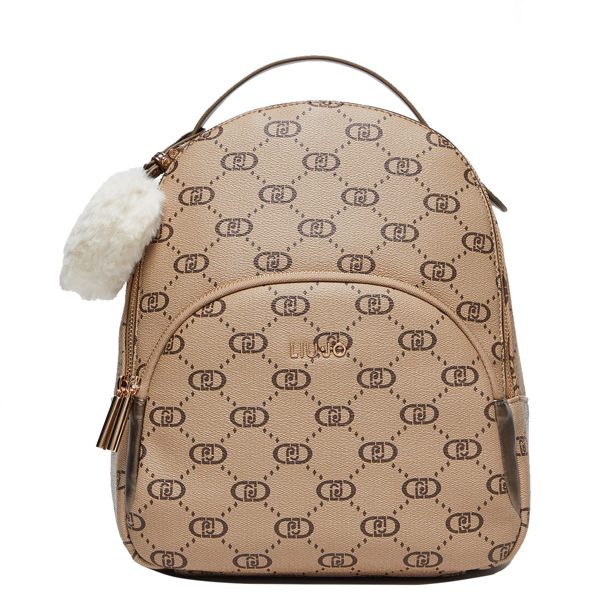 Liu Jo - Backpack with logo and charm in Tortora Chiaro - AF4193E0668 - TORTORA/CHIARO