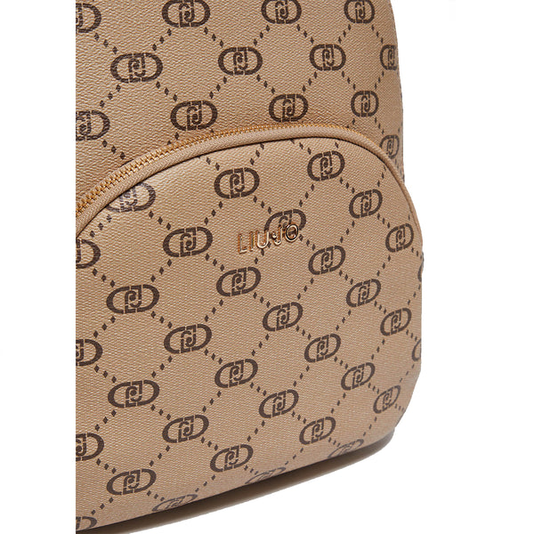 Liu Jo - Backpack with logo and charm in Tortora Chiaro - AF4193E0668 - TORTORA/CHIARO