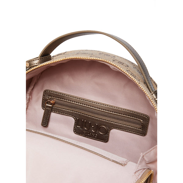 Liu Jo - Backpack with logo and charm in Tortora Chiaro - AF4193E0668 - TORTORA/CHIARO