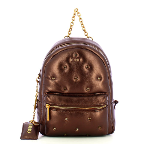 Liu Jo - Zainetto Glossy con strass Brown Stone Met. - AF4135E0 | Italystation.com - Shop Now at italystation.com