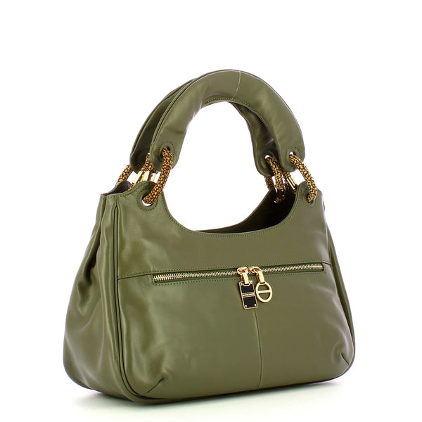 Borbonese - Borsa a mano in pelle Clay Grey OP Naturale - 913944AR1 - CLAY/GREY/OP/NATURALE