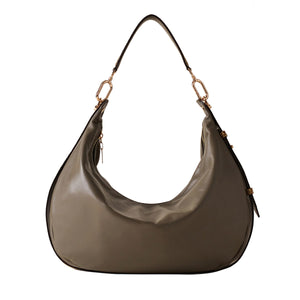 Borbonese - Hobo Bag Oyster Medium Clay Grey OP Naturale - 923738AR1 - CLAY/GREY/OP/NATURALE