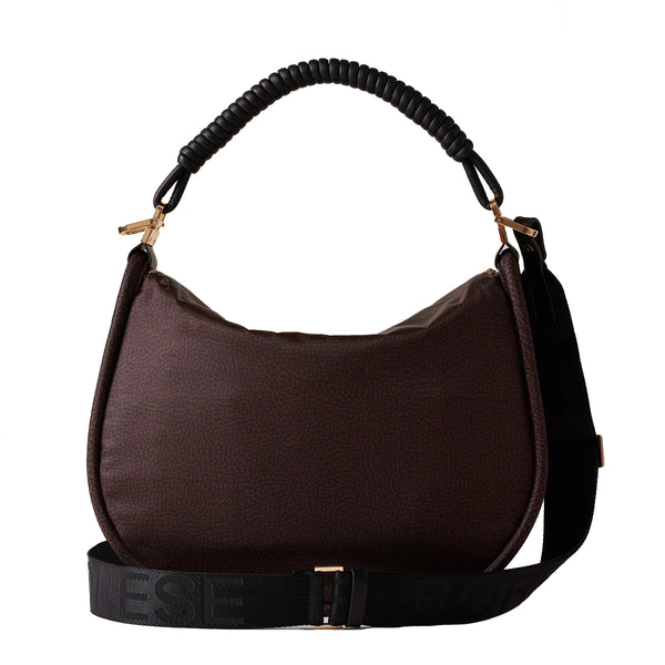 Borbonese - Hobo Bag Horseback Medium Testa Moro Nero - 924860I15 - TESTA/MORO/NERO