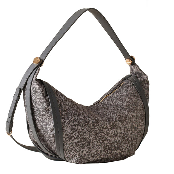 Borbonese - Hobo Bag New Orbit Medium Clay Grey - 924175AH1 - CLAY/GREY