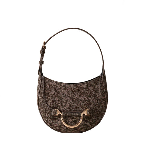 Borbonese - Mini Hobo Bag 110 in camoscio Clay Grey - 923047684 - CLAY/GREY